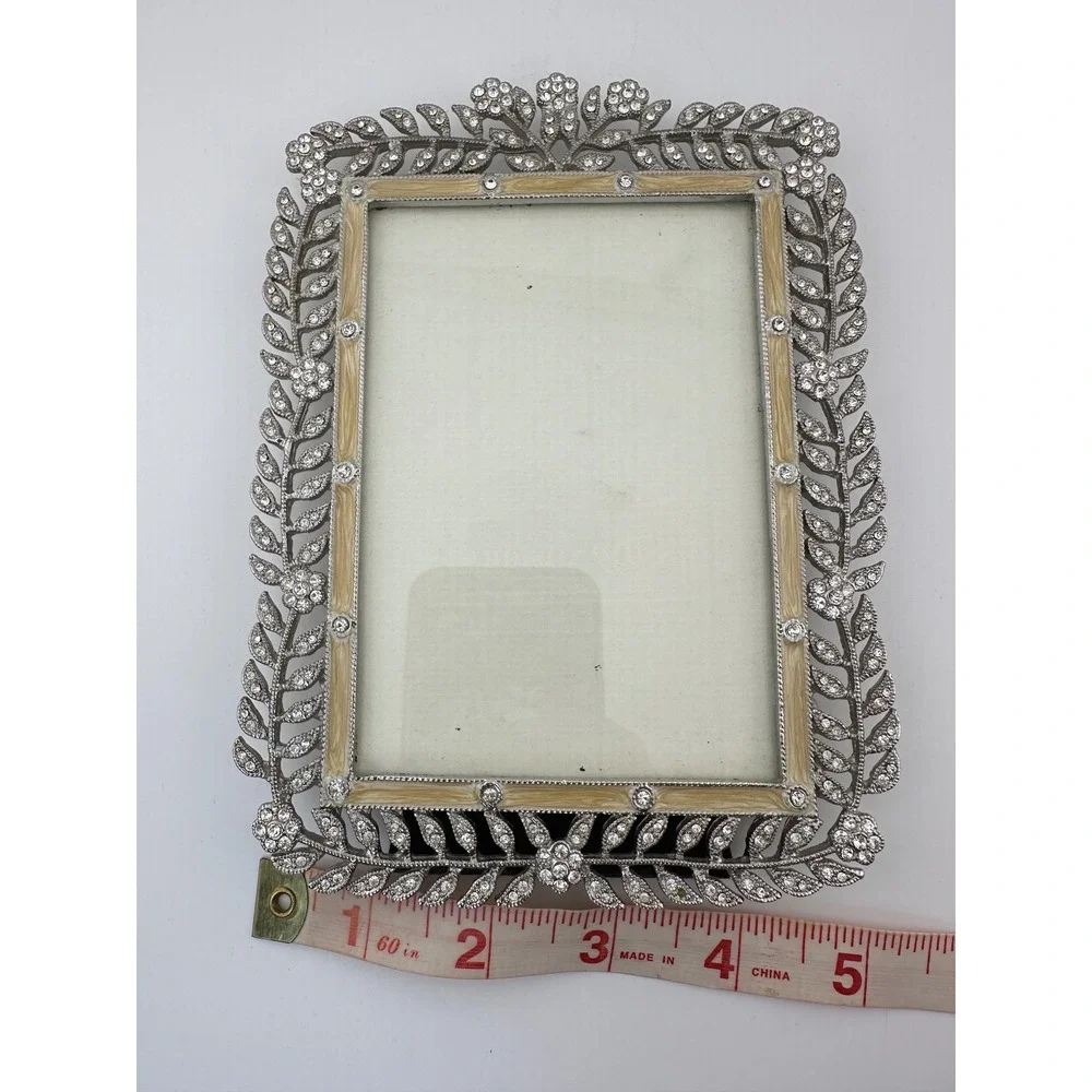 Addison Ross London Silver Crystal Enamel Leaf Ornate Photo Frame 4x6 Vintage